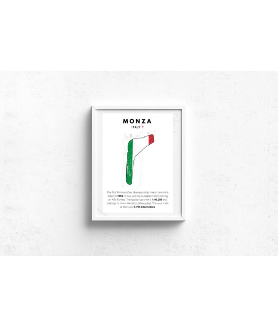 Formula 1 Wall Art, F1 Monza Italy Grand Prix Track Circuit Decor, History Educational Print, Motorsport, Race Driver Postcard Poster UK