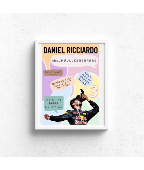 Daniel Ricciardo Wall Decor, Formula 1 Inspired Wall Art , Quote/Funny Sayings Print, Colourful Handmade Art Decor, Danny Ric 3, UK
