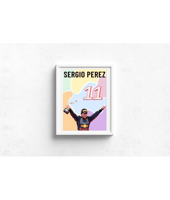Sergio Perez Wall Decor, Formula 1 Inspired Wall Art , Inspirational Motivational Print, Colourful Handmade Art Decor, Red Bull 11 , UK