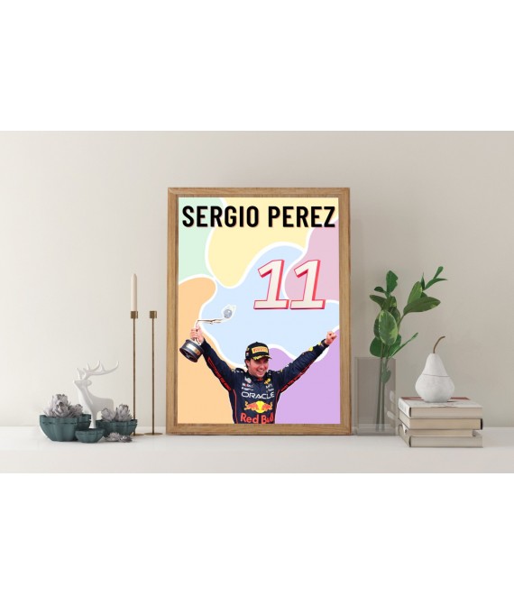 Sergio Perez Wall Decor, Formula 1 Inspired Wall Art , Inspirational Motivational Print, Colourful Handmade Art Decor, Red Bull 11 , UK