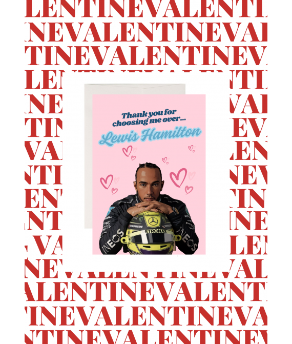 Valentine's Day Card, Lewis Hamilton, Mercedes/Ferrari Team, Formula One Greeting Card A5, Grand Prix, F1 Card, Racing Motorsport Card, Love