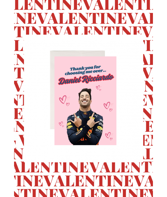 Valentine's Day Card, Daniel Ricciardo, Driver, Formula One Greeting Card A5, Grand Prix, F1 Card, Racing Motorsport Card, Honey Badger