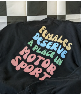 Female Motorsport Black HOODIE Jumper Merch, Women in Motorsport F1, Adult Clothing, F1 Fan Gift, Racing, Made in UK
