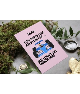 Mother’s Day F1 Driver Formula One Greeting Card Grand Prix, Mothering Sunday, Funny F1 Card, Racing Motorsport Card, Made In Uk