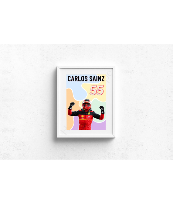 Carlos Sainz Wall Decor, Formula 1 Inspired Wall Art , Inspirational Motivational Print, Colourful Handmade Art Decor,  Ferrari 55 UK