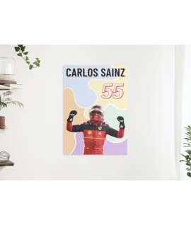 Carlos Sainz Wall Decor, Formula 1 Inspired Wall Art , Inspirational Motivational Print, Colourful Handmade Art Decor,  Ferrari 55 UK
