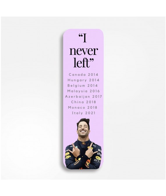 Daniel Ricciardo Bookmark, ‘I never left’, Formula One Themed Accessory, Handmade in UK, Red Bull 3