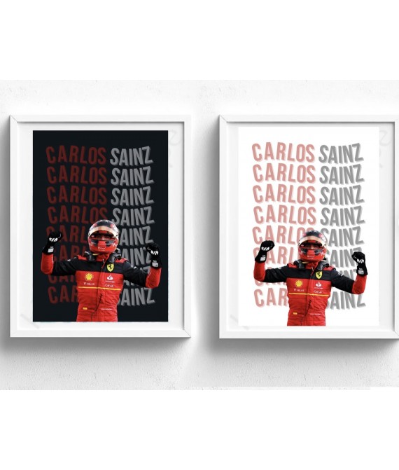 Formula 1 Inspired Wall Art, Carlos Sainz Poster, Ferrari Print, Home Decor, Motorsport, Race Driver, Postcard Print, Made in Uk, Sports