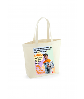 Lando Norris Whole Again Song Tote Bag in Natural, Formula 1 Inspired, Motorsport, Shoulder Bag, Reusable Bag, F1 Fan Gift, Made in Uk,