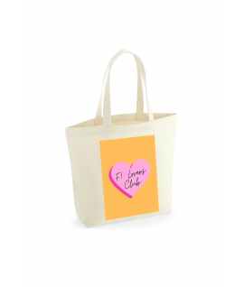 F1 Lovers Club Quote Natural Tote Bag, Formula 1 Inspired, Yellow, Pink, Love Heart, Colourful Aesthetic Shoulder Bag UK