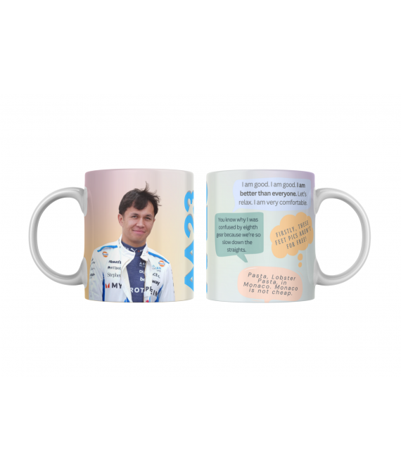 Alex Albon AA23 Funny Quote Mug, F1 Driver Fan, Williams Driver, Formula One, Novelty Mug, Gift for them, Colourful Memes Formula One UK 