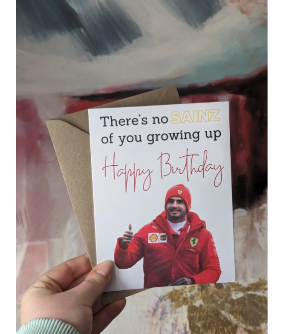 Carlos Sainz Happy Birthday Formula One Greeting Card A5, Celebration, F1 Card, Racing Motorsport Card, UK, Ferrari Greeting Card