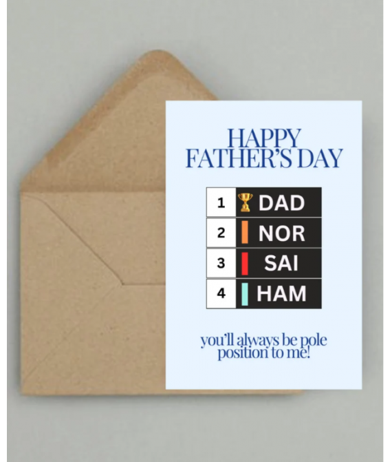 Father’s Day Pole Position Formula One Greeting Card A5, Grand Prix, Fathering Sunday, Funny F1 Card, Racing Motorsport Card, Made In UK