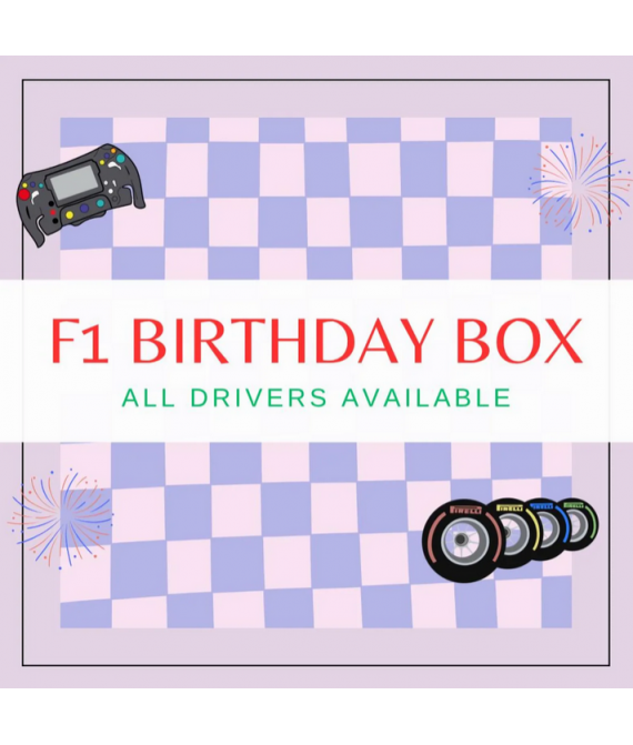 Formula One BIRTHDAY BOX, Print Pack, F1 Inspired Gift, Motorsport Mug, F1 Lover Gift, Sticker Set | Bookmark | Racing Driver Keychain Gift 