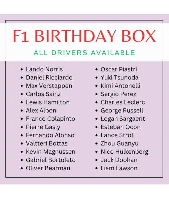 Formula One BIRTHDAY BOX, Print Pack, F1 Inspired Gift, Motorsport Mug, F1 Lover Gift, Sticker Set | Bookmark | Racing Driver Keychain Gift 
