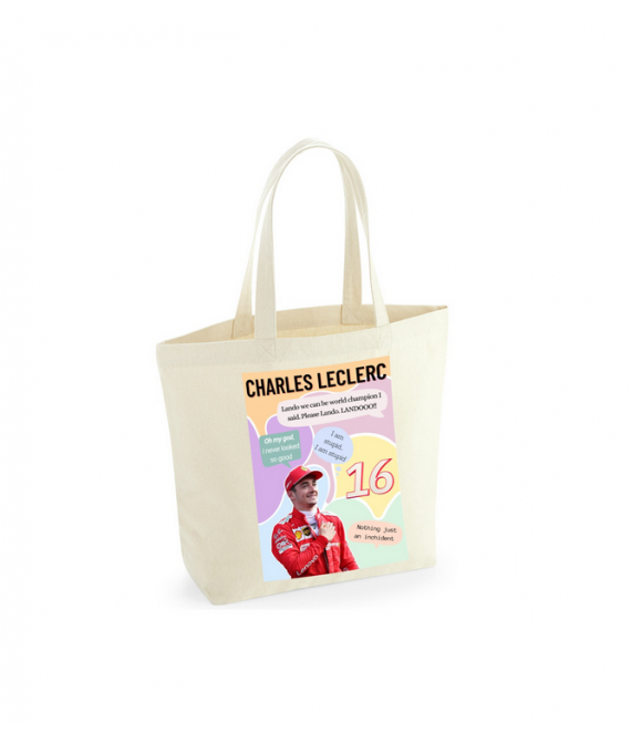 Charles Leclerc F1 Inspired Tote Bag, Quotes/Memes, Racing, Shoulder Bag, Reusable Bag, Formula One Fan Gift, Made in Uk