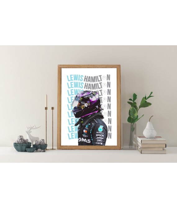 Formula 1 Inspired Wall Art, Lewis Hamilton Poster, Mercedes Print, Home Decor, Motorsport, Race Driver, Postcard Print, Made in Uk, Sports