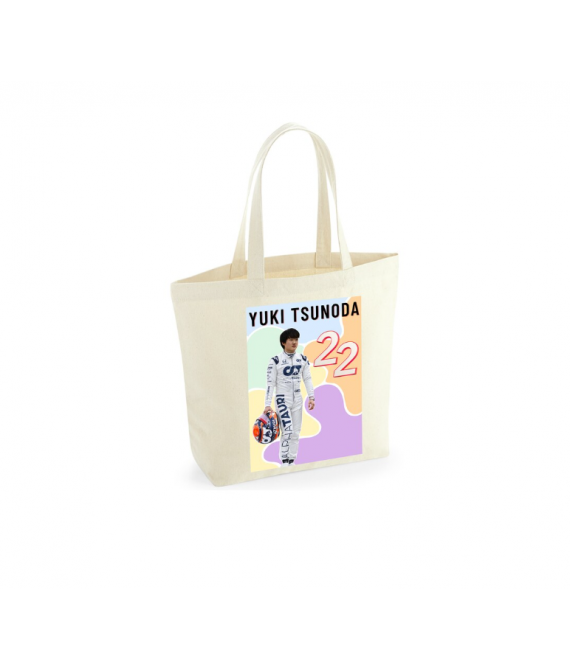 Yuki Tsunoda Tote Bag in Natural , Formula 1 Inspired, Motorsport, Shoulder Bag, F1 Fan Gift, Made in Uk