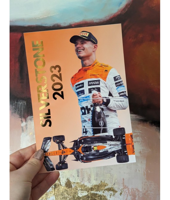 Lando Norris Wall Decor, Silverstone 2023, Formula 1 Inspired Wall Art, GOLD FOIL PRINT, Handmade Art Decor, McLaren Driver 4, UK