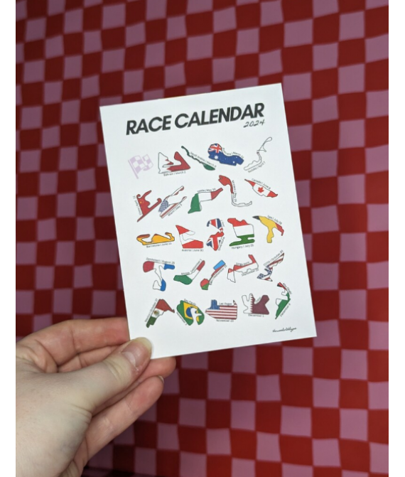 Formula 1 2024 Race Calendar Inspired Wall Art, Lights out and Away We Go, Wall Decor Print, Motorsport, Race Driver Postcard Poster, UK