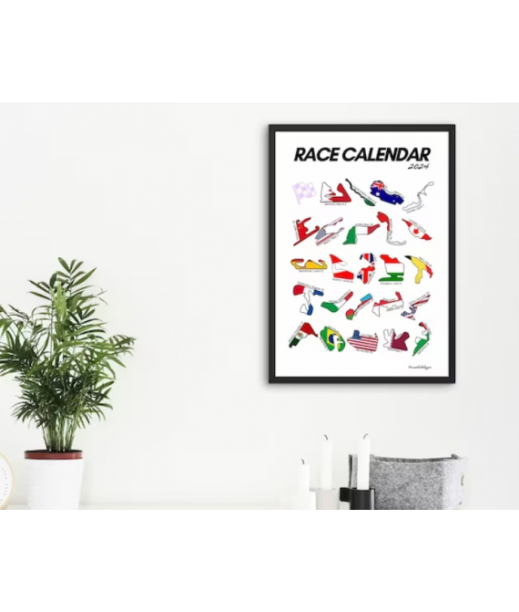 Formula 1 2024 Race Calendar Inspired Wall Art, Lights out and Away We Go, Wall Decor Print, Motorsport, Race Driver Postcard Poster, UK